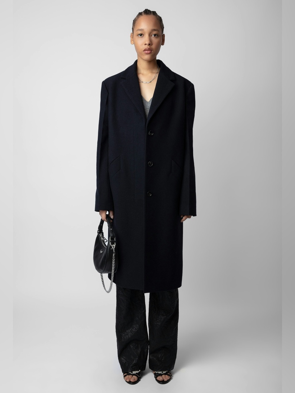Zadig and Voltaire Brand New Marly Coat in Encre (Navy) XS NWT